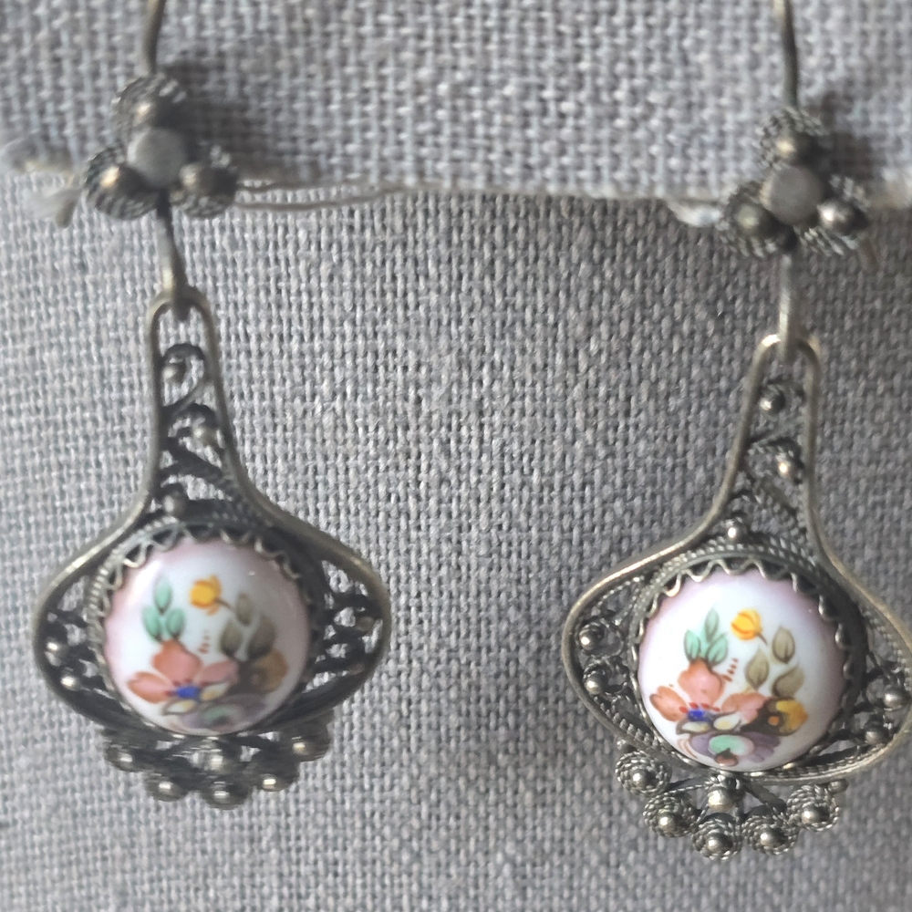 Floral Silver Earrings